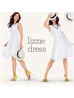 CAbi Lizzie Eyelet White Dress White 8
